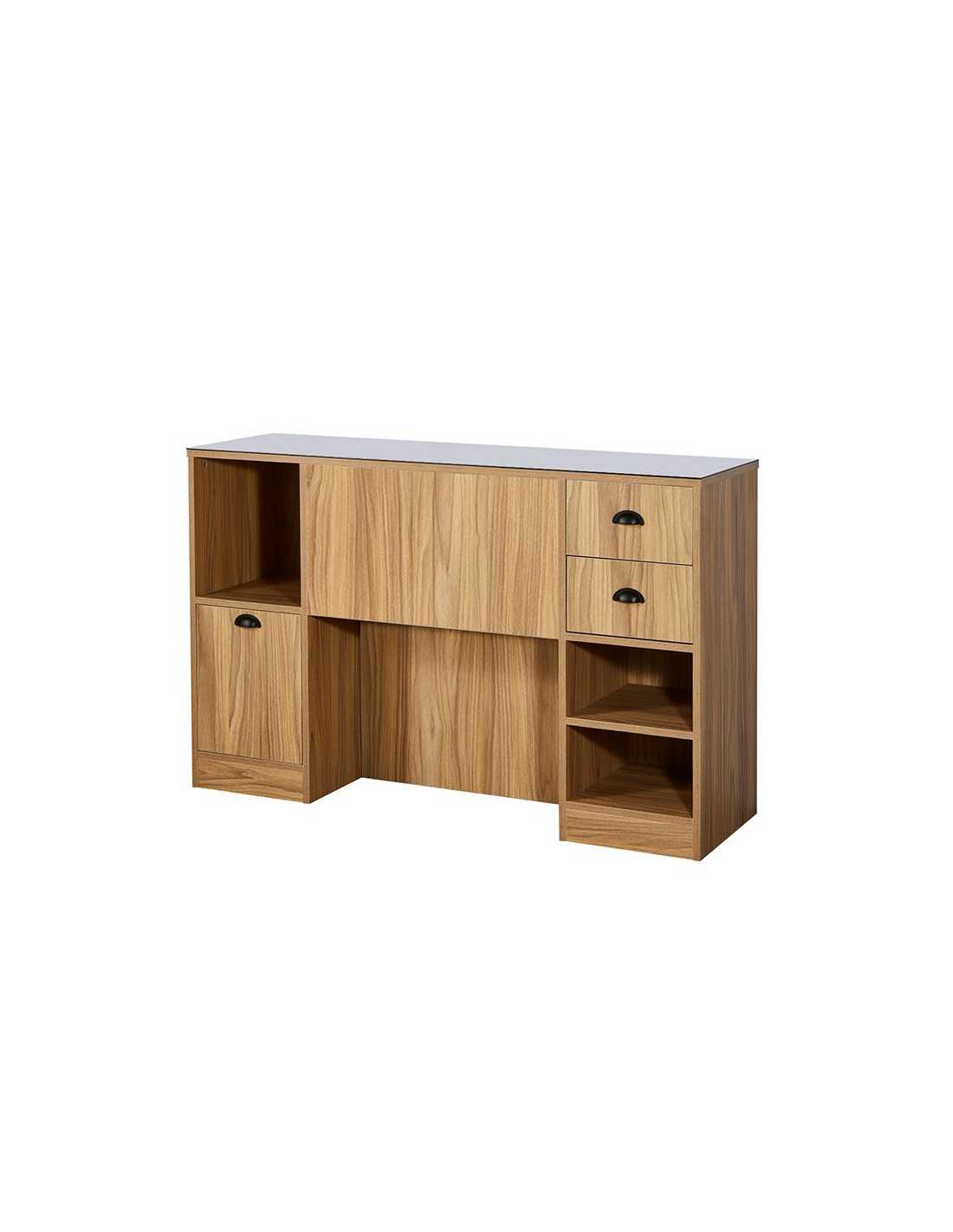 8B LED Mattschwarze Styling-Station – Runder Spiegel & Aufbewahrung