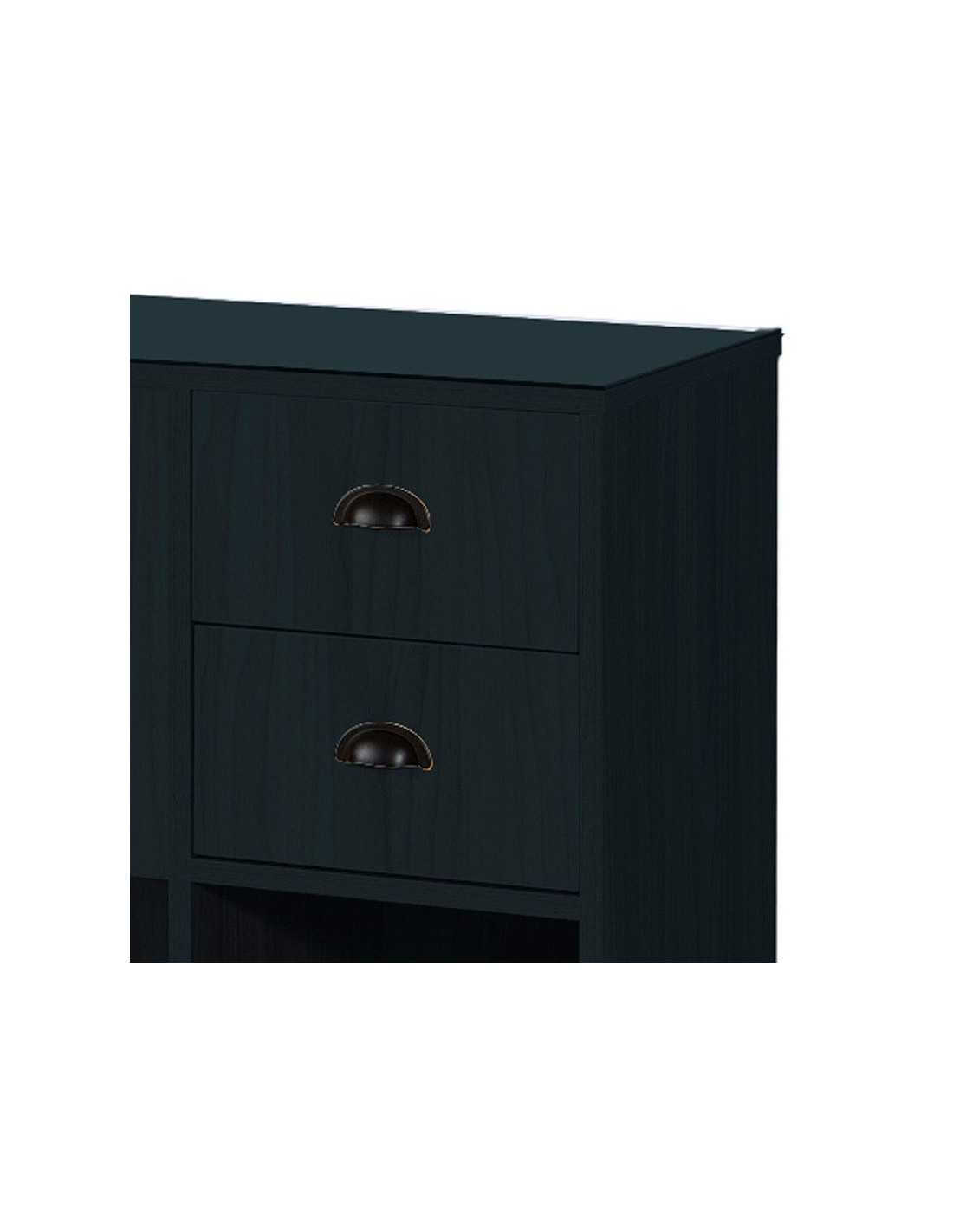 Barbershop 8B LED Mattschwarze Styling-Station – Runder Spiegel & Aufbewahrung