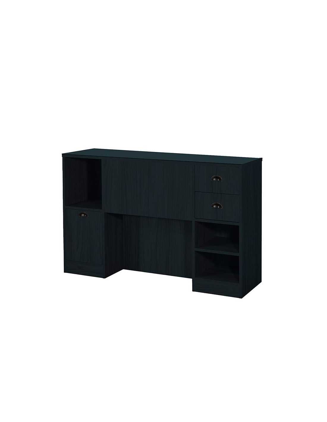 Barbershop 8B LED Mattschwarze Styling-Station – Runder Spiegel & Aufbewahrung