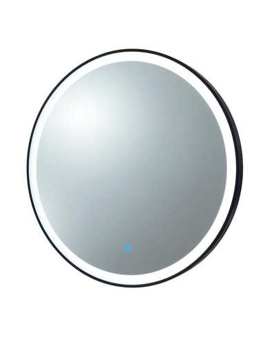 Barbershop 8B LED Dark Walnut Styling Station – Round Mirror & Storage