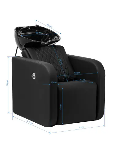 Bac de Lavage Coiffure Massant Bellagio Noir – Repose-jambes électrique Pro