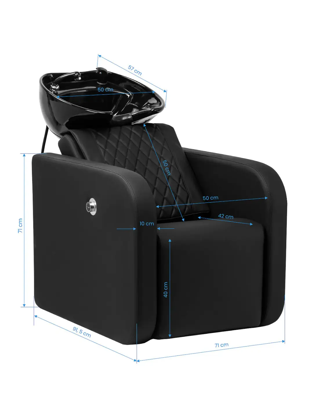 Bac de Lavage Coiffure Massant Bellagio Noir – Repose-jambes électrique Pro