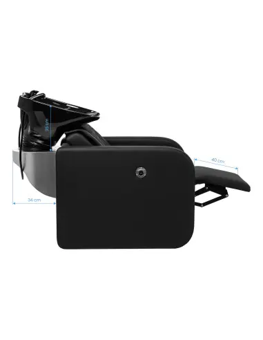 Lavabo massaggiante per parrucchiere Bellagio Black – Poggiagambe elettrico professionale