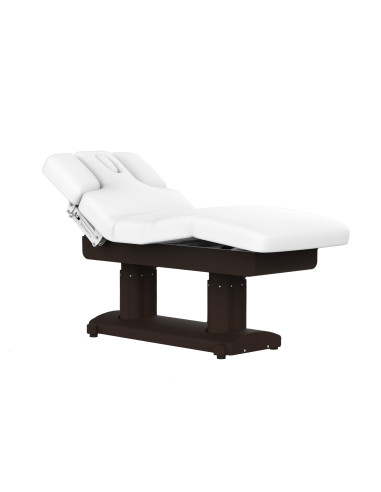 Mesa de massagem aquecida com 4 motores em branco e nogueira | GoldBeaute