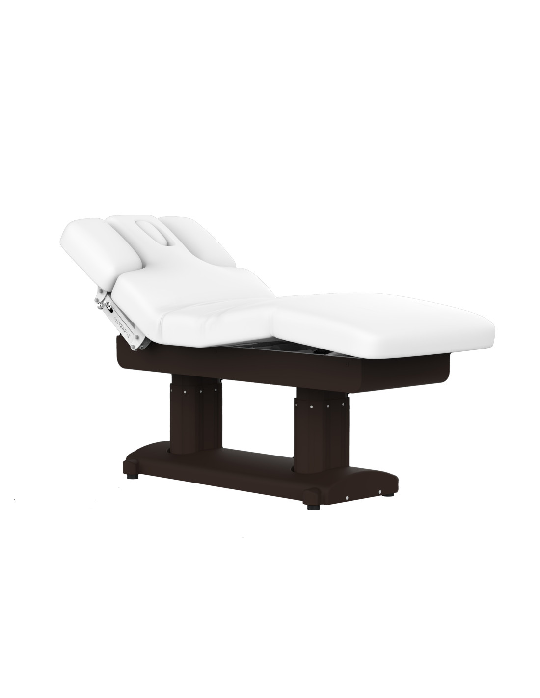 Mesa de massagem aquecida com 4 motores em branco e nogueira | GoldBeaute
