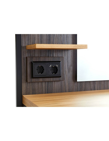 Poste de Coiffure Mural Électrifié Milano Style – Bois & Miroir LED 