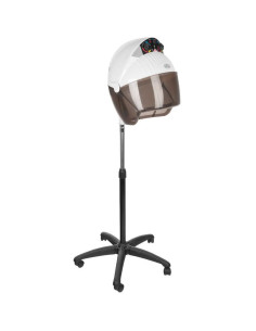 White 3-speed ionic hair dryer hood on stand
