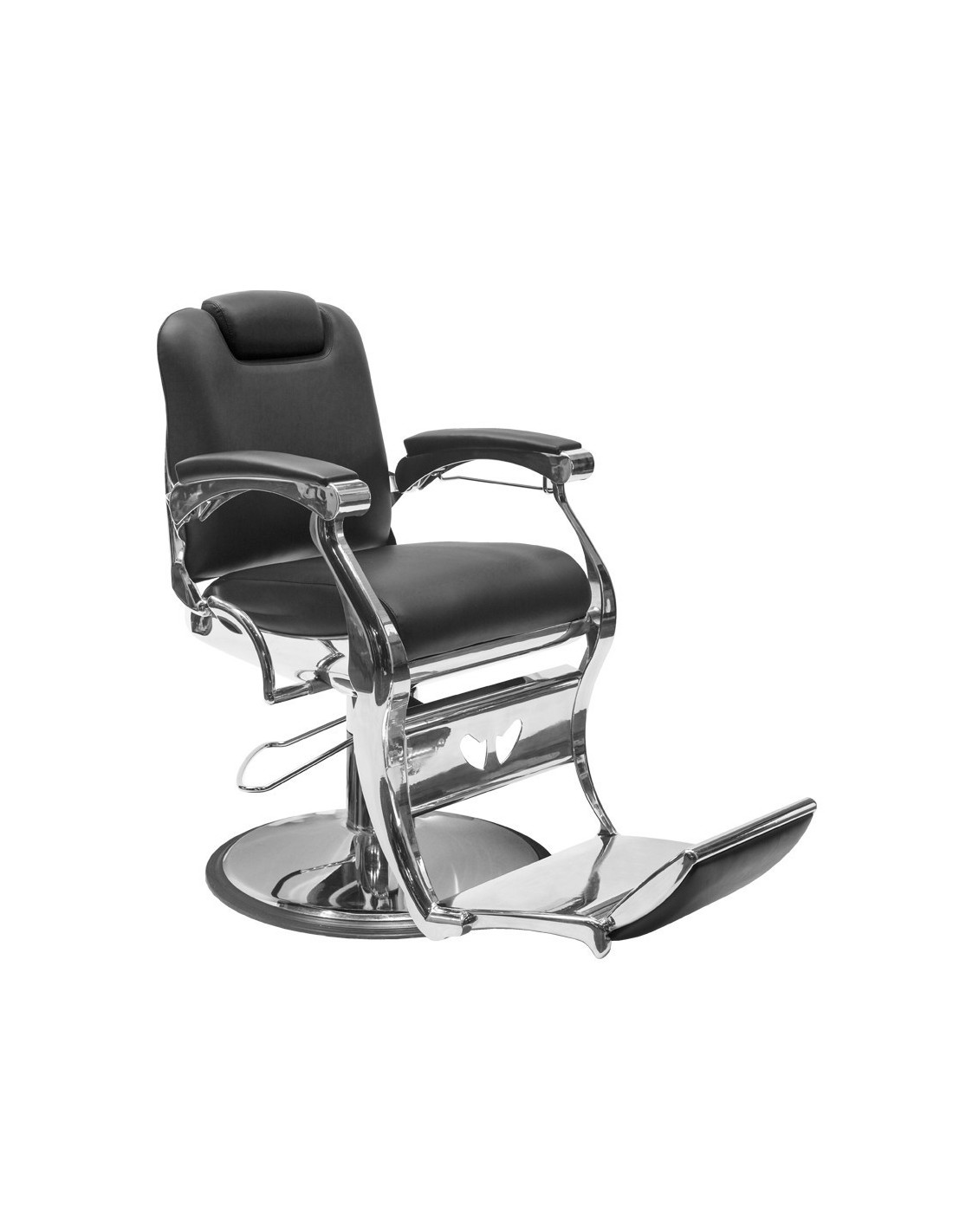 Cadeira de Barbeiro Angelo – Estofada Preta e Cromada Retro-Chic
