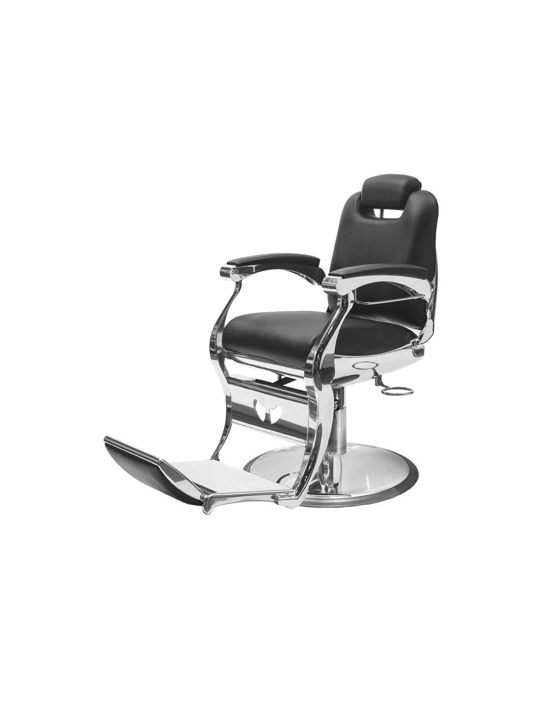 Angelo kappersstoel – zwart gestoffeerd & retro-chique chroom
