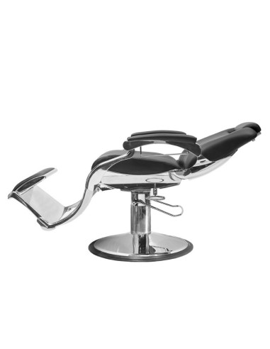 Angelo kappersstoel – zwart gestoffeerd & retro-chique chroom
