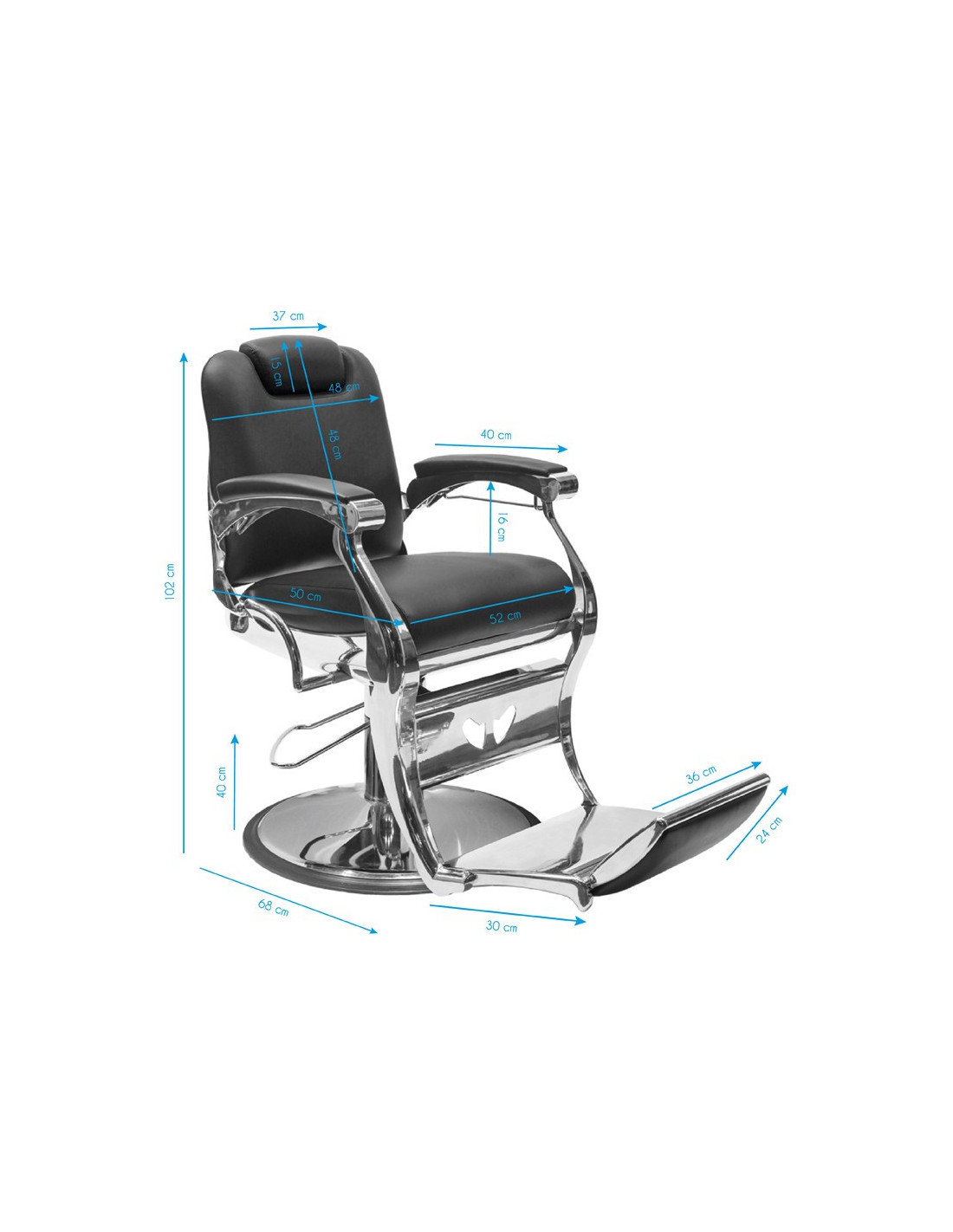  Angelo Barber chair – Black Upholstered & Retro-Chic Chrome
 