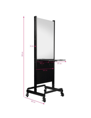 Schwarzer doppelseitiger mobiler Friseurkonsolen- Frisiertisch 