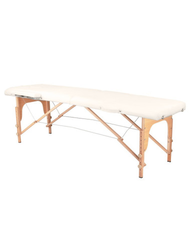 Massageliege 126964 KOMFORT KLAPPBARE MASSAGELIEGE AUS HOLZ 2 TEILIG CREME