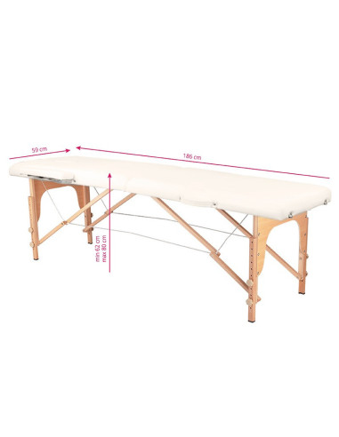 Massageliege 126964 KOMFORT KLAPPBARE MASSAGELIEGE AUS HOLZ 2 TEILIG CREME