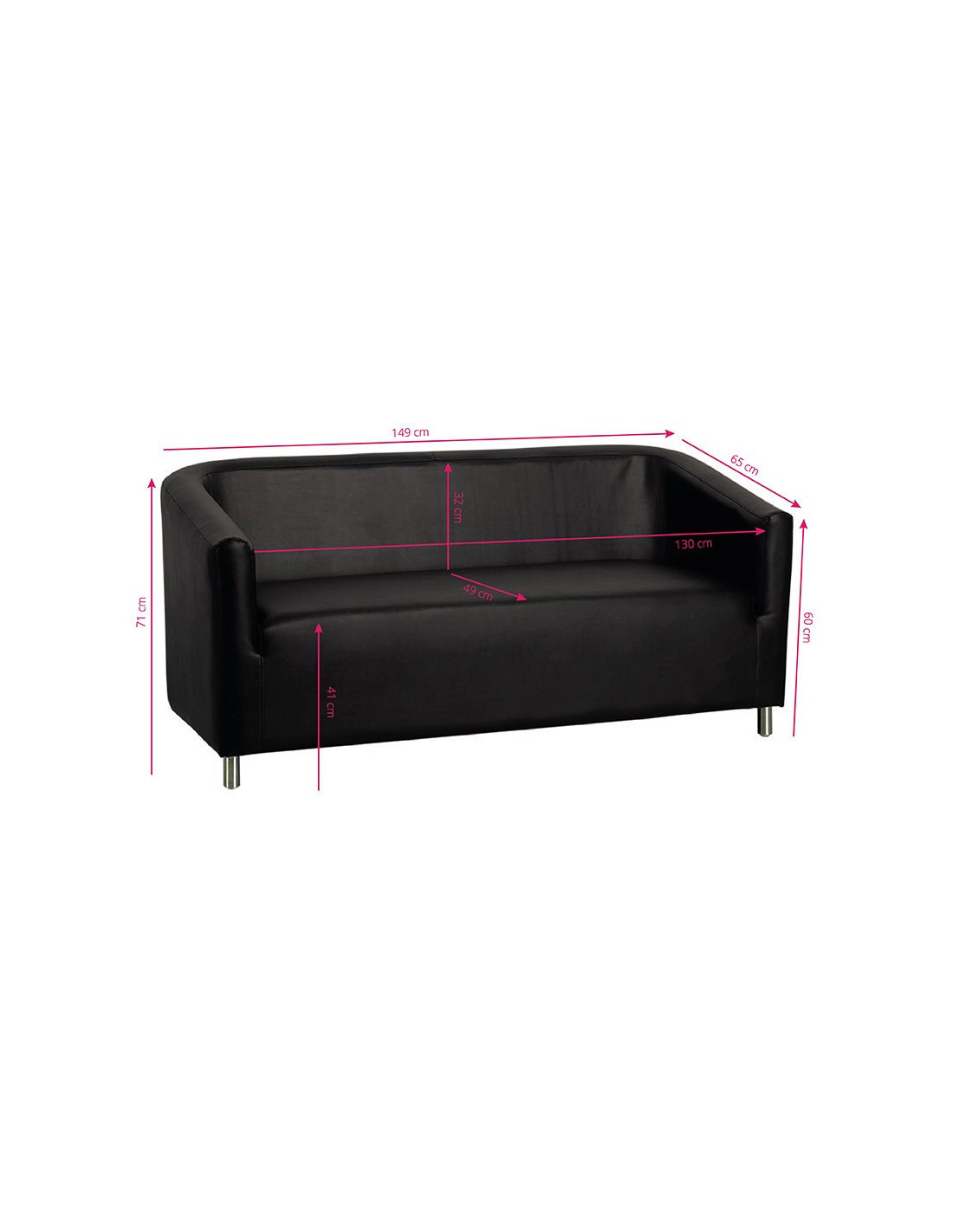 Bakea black waiting room sofa