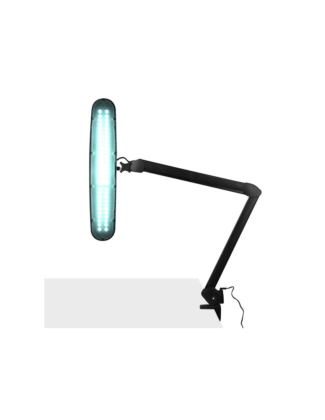 Lampada da officina a LED ELEGANTE 801-S con morsa standard, nera