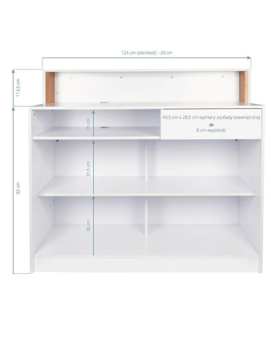 Balcão de recepção estilo Chesterfield preto e branco