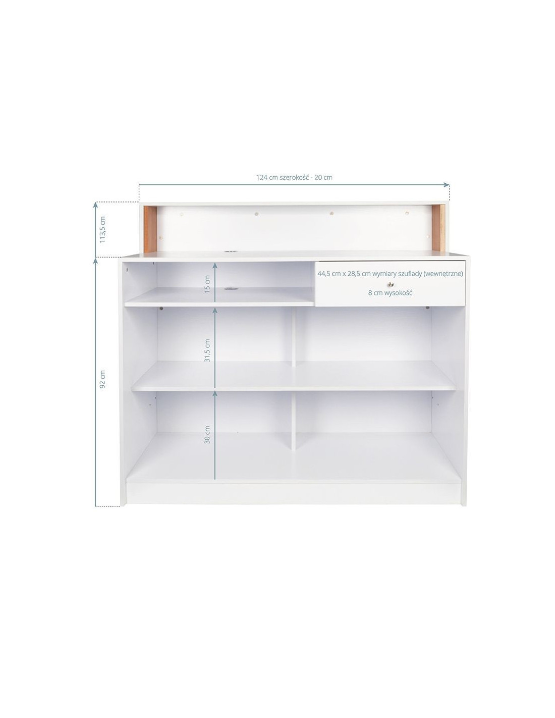 Mostrador de recepción estilo chesterfield blanco 