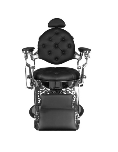 Silla de barbero Giulio plateada y negra