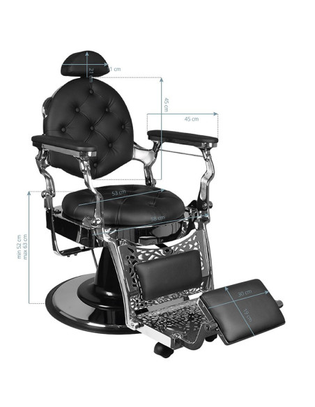 Giulio silver black Barber chair 