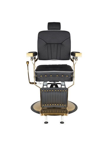Silla de barbero Filippo Gold negra: un elegante trono profesional