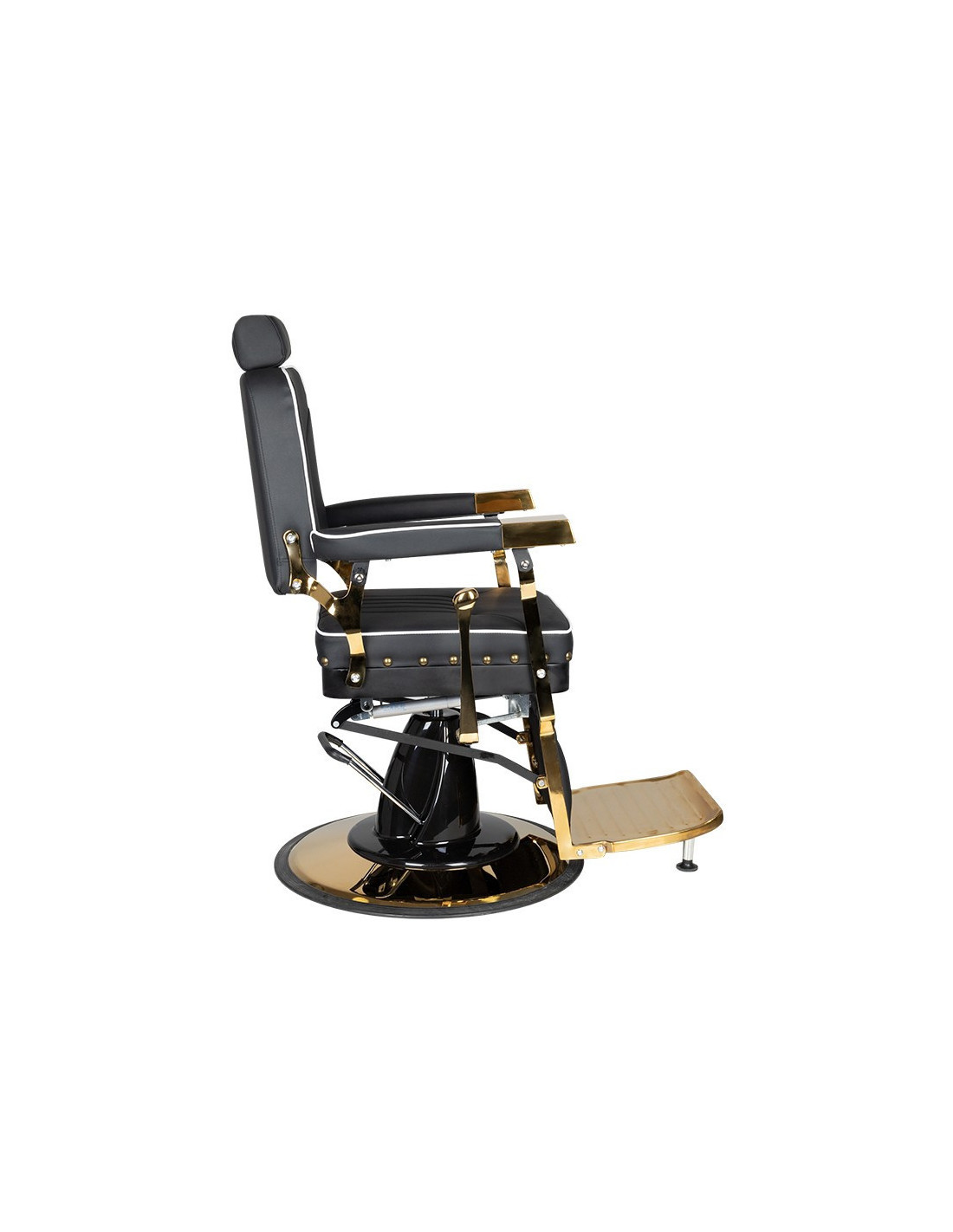 Silla de barbero Filippo Gold negra: un elegante trono profesional