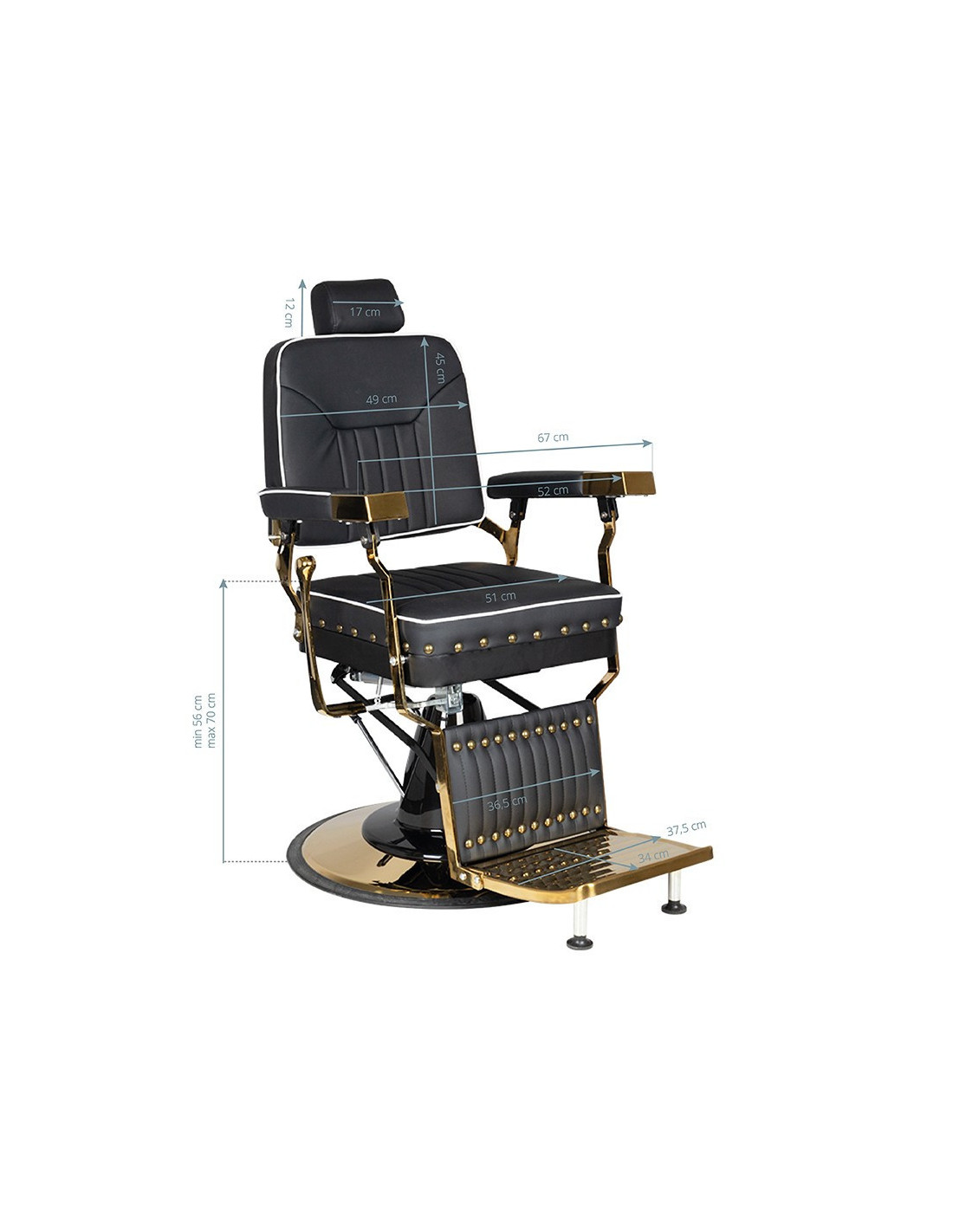 Filippo Gold Black Barber chair – Stylish Professional Throne 