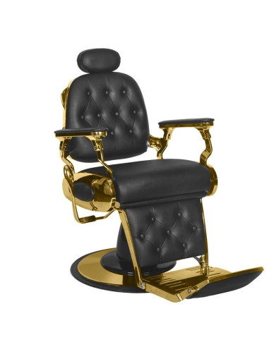 Cadeira de barbeiro Francesco Gold & Black – Estilo de prestígio e ajustes profissionais