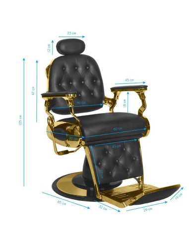 Francesco Gold & Black Barber Chair – Prestige Stijl & Professionele Aanpassingen