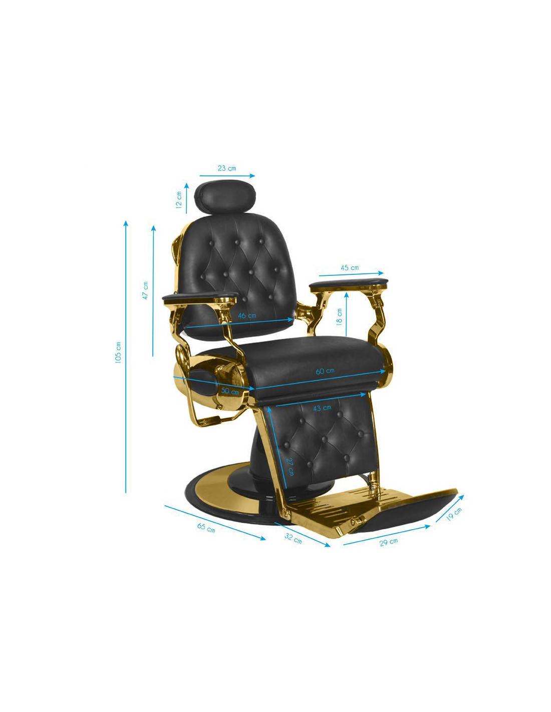 Francesco Gold & Black Barber chair – Prestige Style & Professional Adjustments 