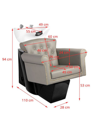 BAC A SHAMPOING BERLIN CAPITONNE GRIS 