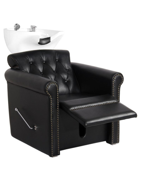 Bac a Shampoing Bac à shampoing berlin capitonné avec repose jambes noir 