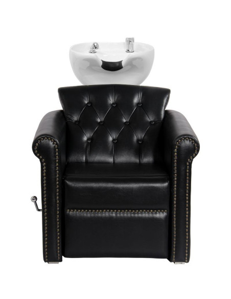 Bac a Shampoing Bac à shampoing berlin capitonné avec repose jambes noir 