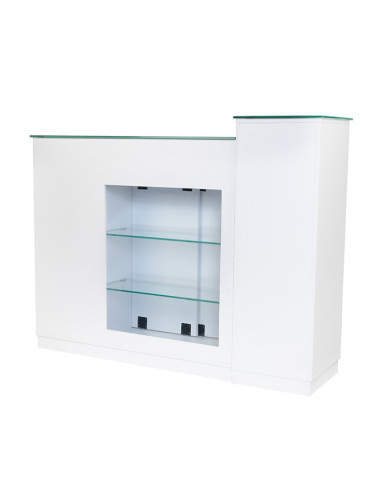 Balcão de recepção de banco Jonak com vitrine