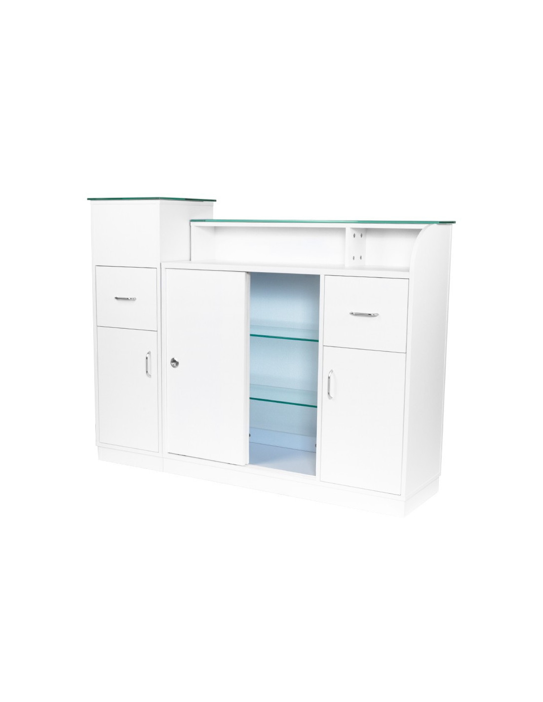 Jonak reception desk counter with display case