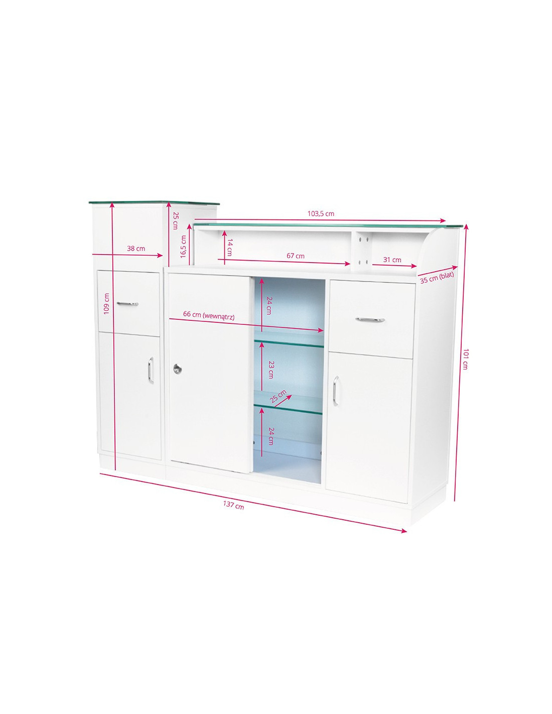 Comptoir bureau banque d'accueil jonak avec vitrine 