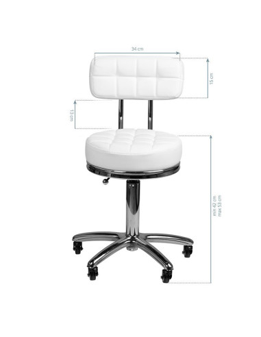 Tabouret à roulettes AM-877 BLANC