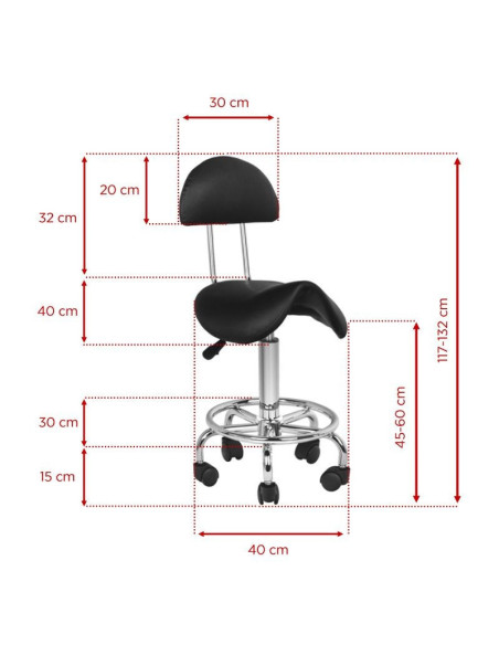 Tabouret à roulettes 6001 NOIR
