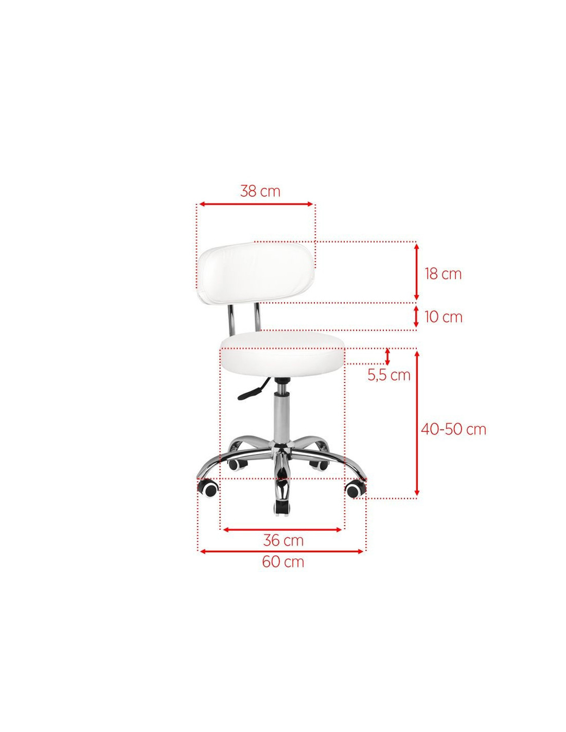 Rolling stool A-007 WHITE