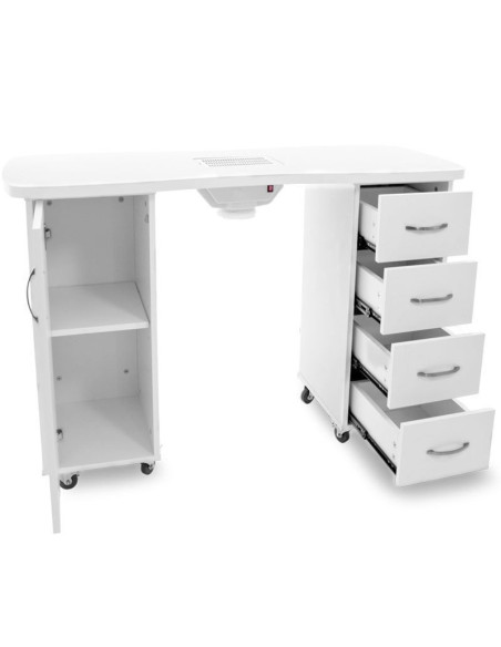 Manicure Tables 106681 Valentina Manicure Table White with Vacuum Cleaner