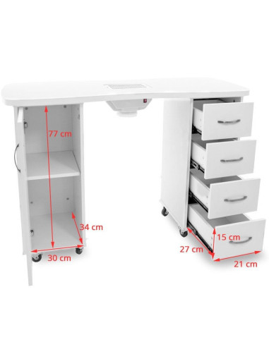 Tables Manucures  106681 Table Manucure Valentina blanc avec aspirateur