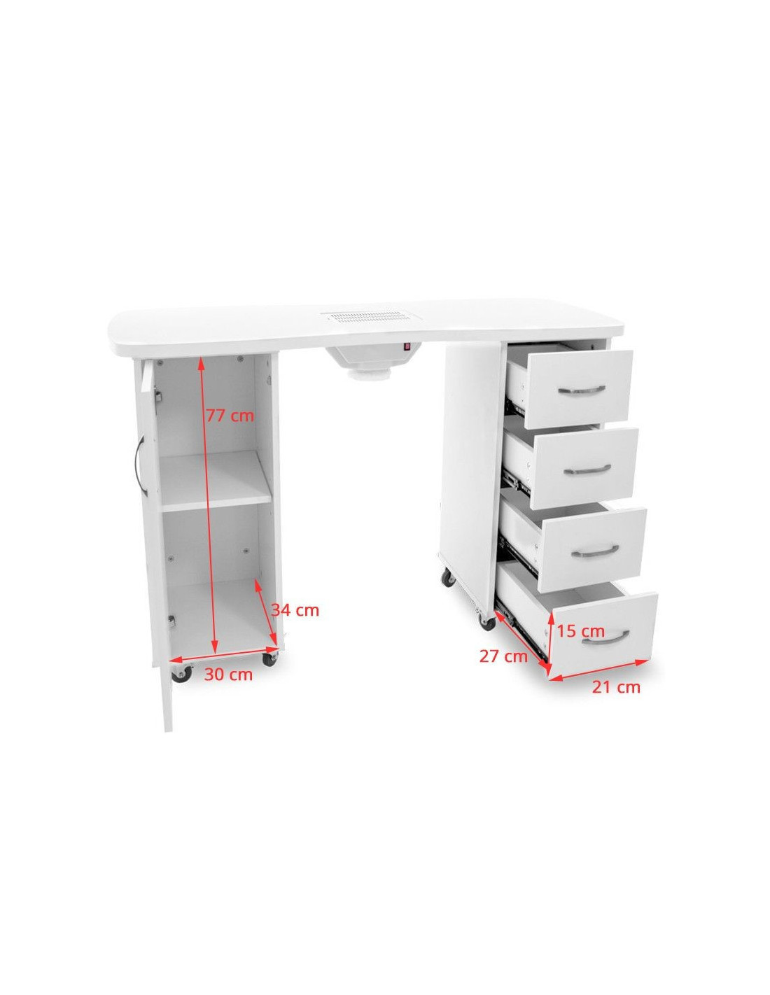 Manicure Tables 106681 Valentina Manicure Table White with Vacuum Cleaner