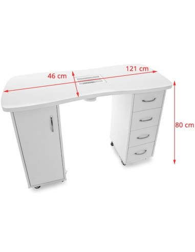 Manicure Tables 106681 Valentina Manicure Table White with Vacuum Cleaner