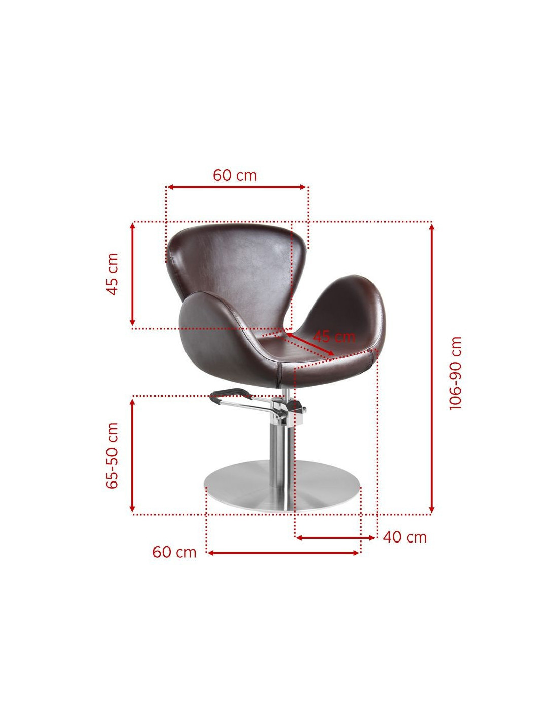 Amsterdam brown hairdressing chair {attributes}