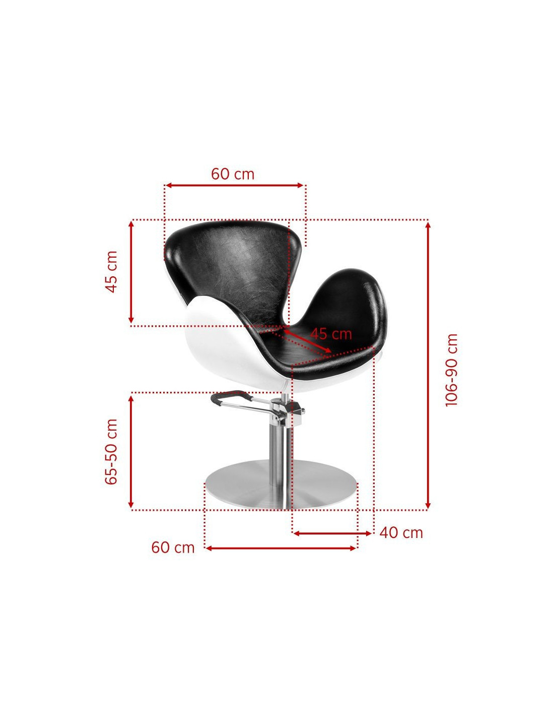  Fauteuil de coiffure amsterdam noir blanc 