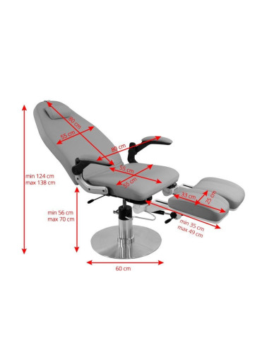 Fauteuils Podologie  112604 CHAISE HYDRAULIQUE PODOLOGIQUE AZZURRO 713A GRIS