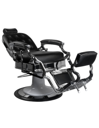 Ernesto Upholstered Barber chair – Silver & Black – Retro Look & Professional Comfort 