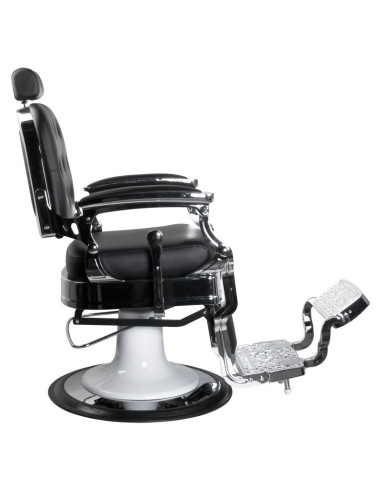 Ernesto Upholstered Barber chair – Silver & Black – Retro Look & Professional Comfort 