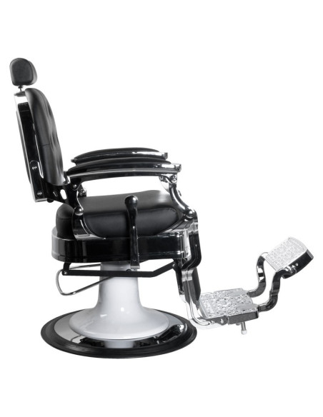 Silla de barbero tapizada Ernesto – Plateada y negra – Estilo retro y comodidad profesional