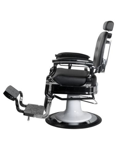 Ernesto Upholstered Barber chair – Silver & Black – Retro Look & Professional Comfort 